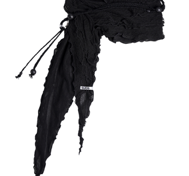 Beads Strap Frill Scarf - Black