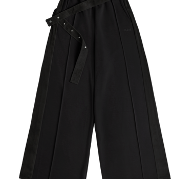 Belt Wide Sweat Pants - Black