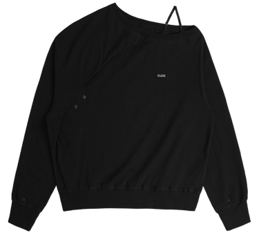 Twisted Button-Up Sweatshirt - Black