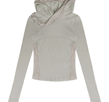 Muffler Hoodie Long Sleeve - Beige