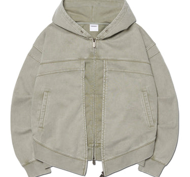 VINTAGE LAYER HOODED ZIP-UP - WASHED KHAKI