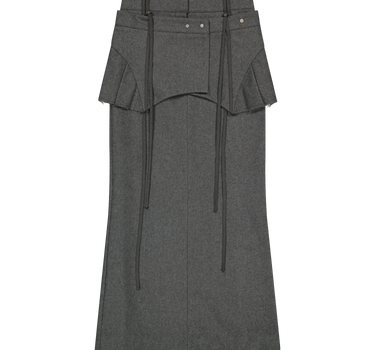 Layered Wool Skirt - Grey