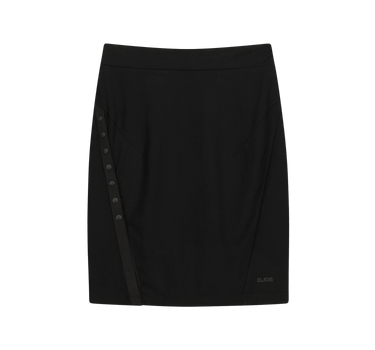 Button Slit Midi Skirt - Black