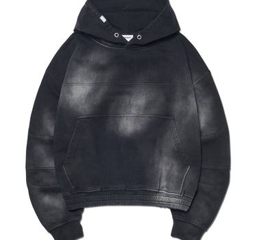 STAIN WASHED HOODIE - WASHED BLACK