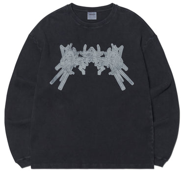 A.W WAFFLE LONG SLEEVE TEE - WASHED BLACK