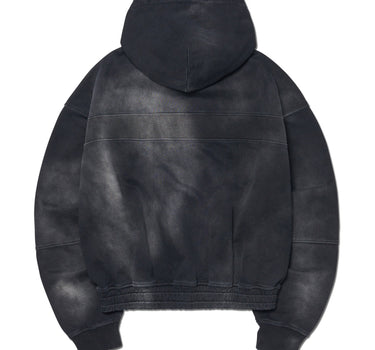 STAIN WASHED HOODIE - WASHED BLACK