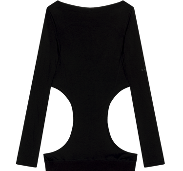 Curved Cut Layered Tee - Black