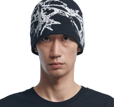 GRAPHIC JACQUARD BEANIE - BLACK