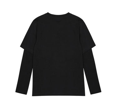 Layered Slogan Top - BLACK