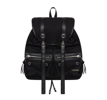 Double Belted Moto Backpack - BLACK