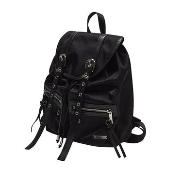 Double Belted Moto Backpack - BLACK