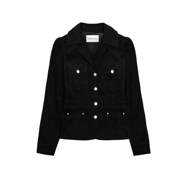 Corduroy Puff Jacket - BLACK