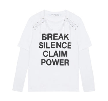 Layered Slogan Top - WHITE