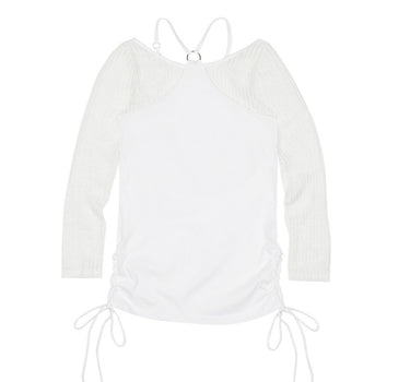 Net Layered Long Sleeve Top - White