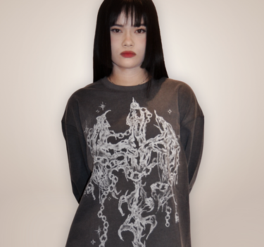 Goth Cross T Shirt - Charcoal