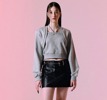 Bolero Layered Sweat - Melange Gray