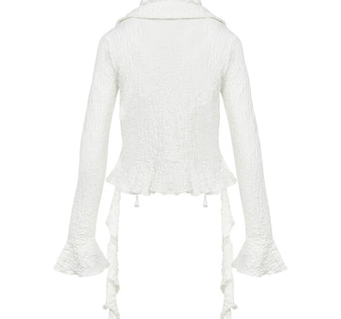 GRUNGE RUFFLE L/S BLOUSE - WHITE