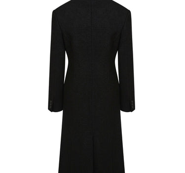 CHOKER BOUCLE MAXI COAT - BLACK