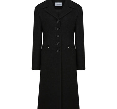 CHOKER BOUCLE MAXI COAT - BLACK