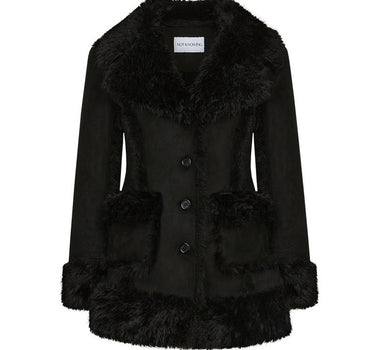 Hourglass Mouton Fur Coat (BLACK)