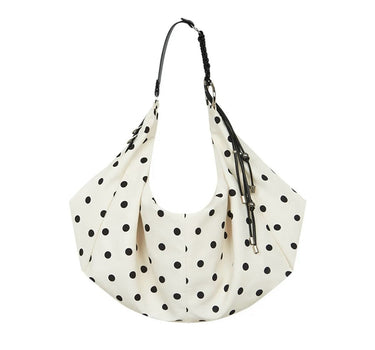 Braided Dot Shoulder Bag - WHITE