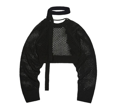 Bolero Linen Net Cardigan - BLACK