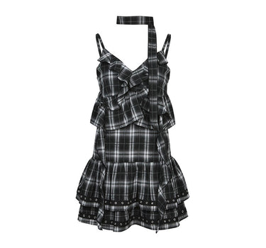 Tiered Eyelet Ruffle Dress - CHECK