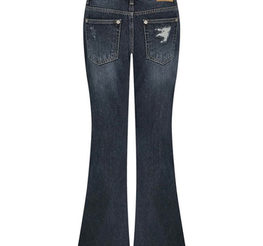 Destroyed Flared Jean - DEEP BLUE