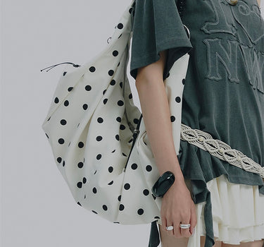 Braided Dot Shoulder Bag - WHITE