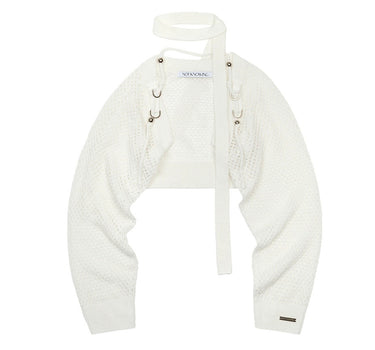 Bolero Linen Net Cardigan - WHITE