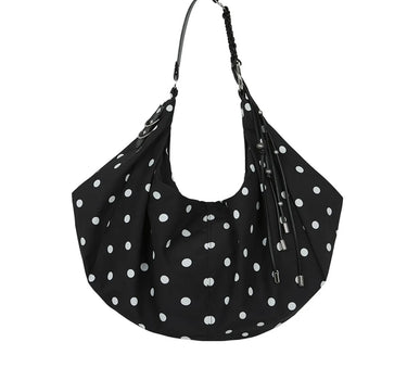 Braided Dot Shoulder Bag - BLACK