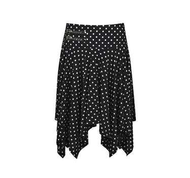 Belted Dot Drop Skirt - BLACK