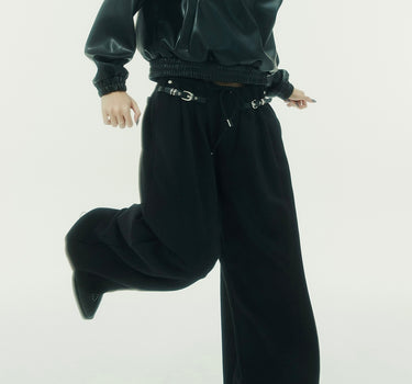 3 Tuck Belted Wide Sweat Pants