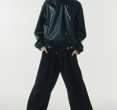 3 Tuck Belted Wide Sweat Pants