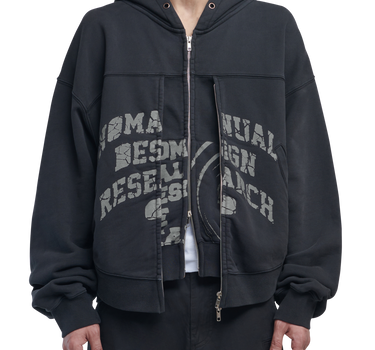 OVERDYED D.F.L HOODED ZIP-UP - WASHED BLACK