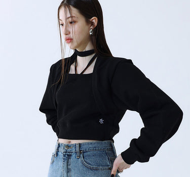 Bolero Layered Sweatshirt - Black