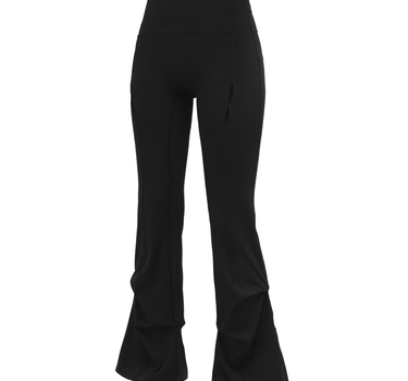 String Hole Bootcut Pants Black