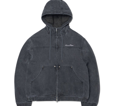 W.D HOODED ZIP-UP JACKET - WASHED CHARCOAL