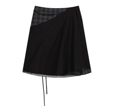Layered Strap Flare Skirt - Black