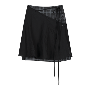 Layered Strap Flare Skirt - Black