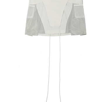 Thigh Mesh Overall Skirt - White