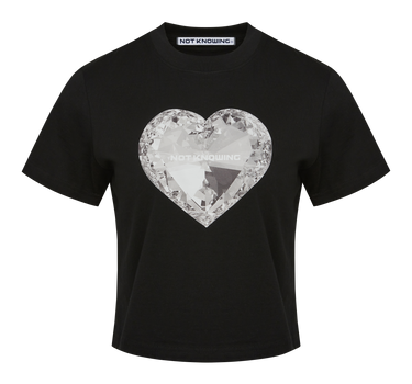 Crystal Heart Crop Top - BLACK