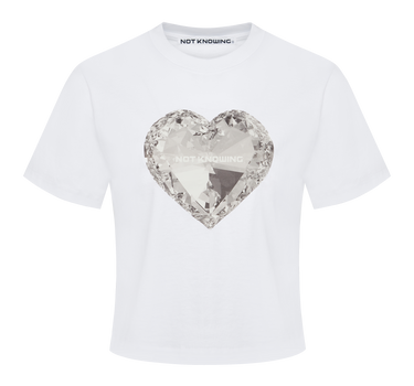 Crystal Heart Crop Top - WHITE