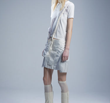 Thigh Mesh Overall Skirt - White
